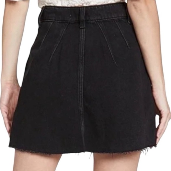 Free People Denim Mini Skirt Cosmico Flirt Fringe Hem Parker Collection Black 28 - Picture 2 of 5